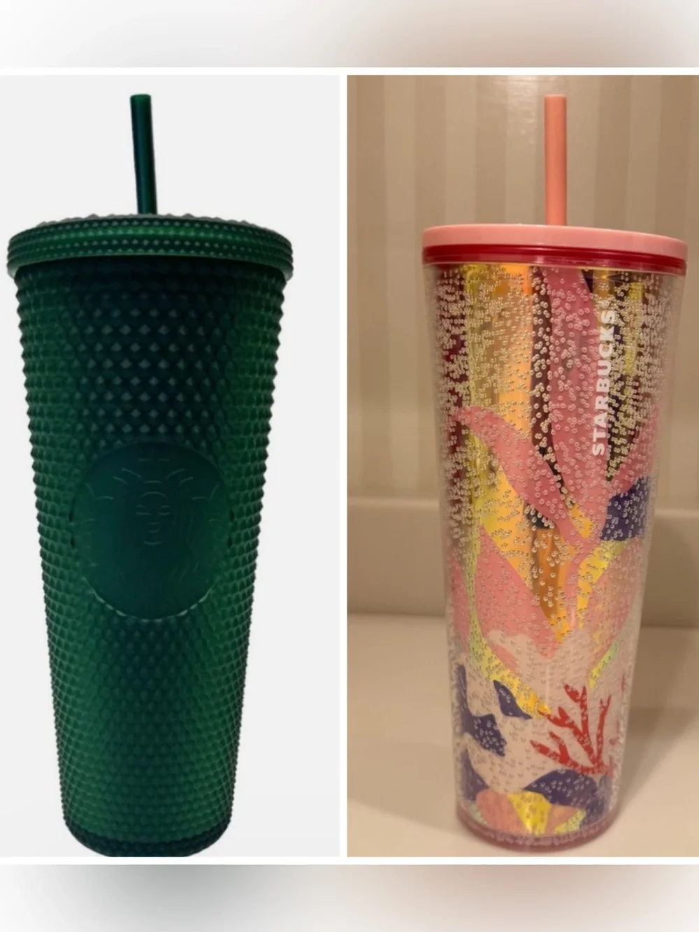 Two Starbucks Venti Tumblers With Lids And Straws
